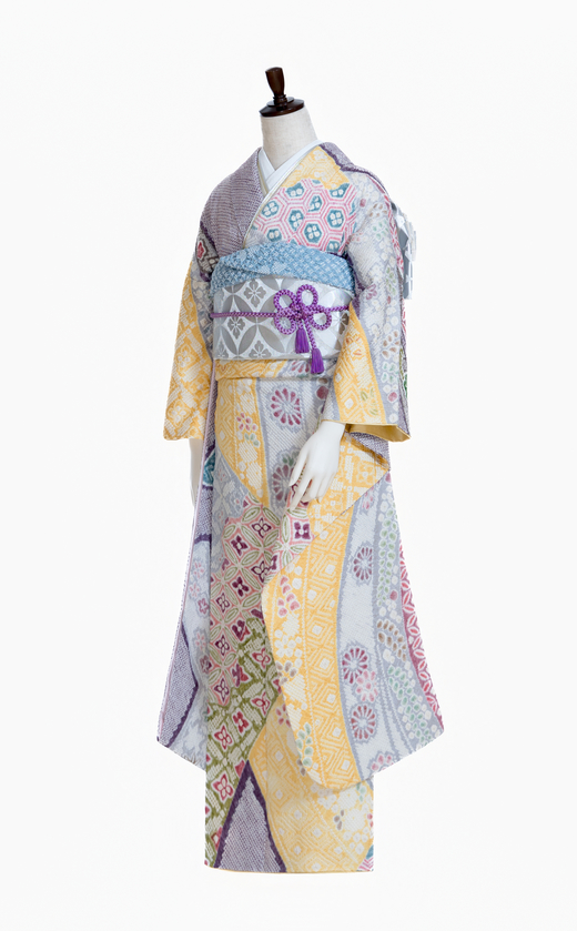 総絞りに四季亀甲（横向き）