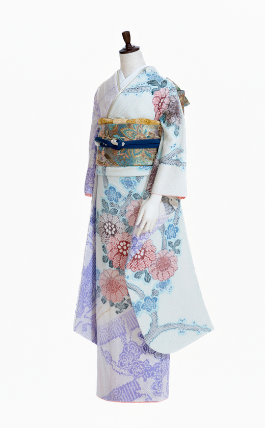 紫ぼかし菊枝文様（横向き）